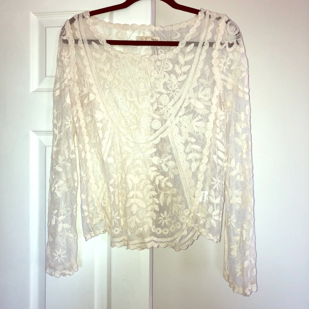 Cream mesh floral top